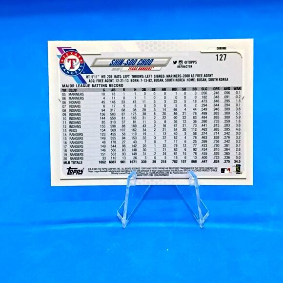 2021 Topps Chrome - Shin-Soo Choo #127 Rainbow Refractor - Picture 6 of 6